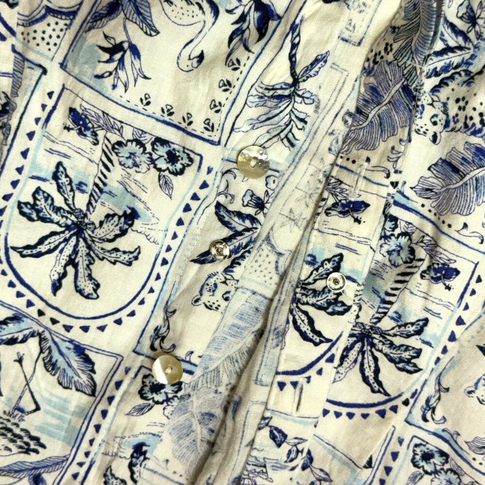 C&C California Linen Tropical Print Midi Shirt Dress Nordstrom Size Large - Picture 6 of 8